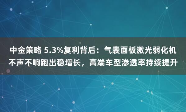 中金策略 5.3%复利背后：气囊面板激光弱化机不声不响跑出稳增长，高端车型渗透率持续提升